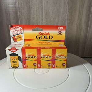 Kodak Gold 100 Bright Light 35mm Color Film 96 exp Sealed Box 4 pack EXP 7/2000